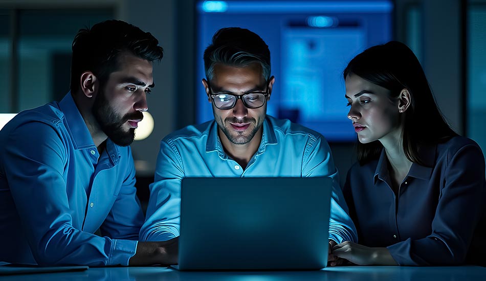 Tre persone al computer per gestire la cybersecurity PMI