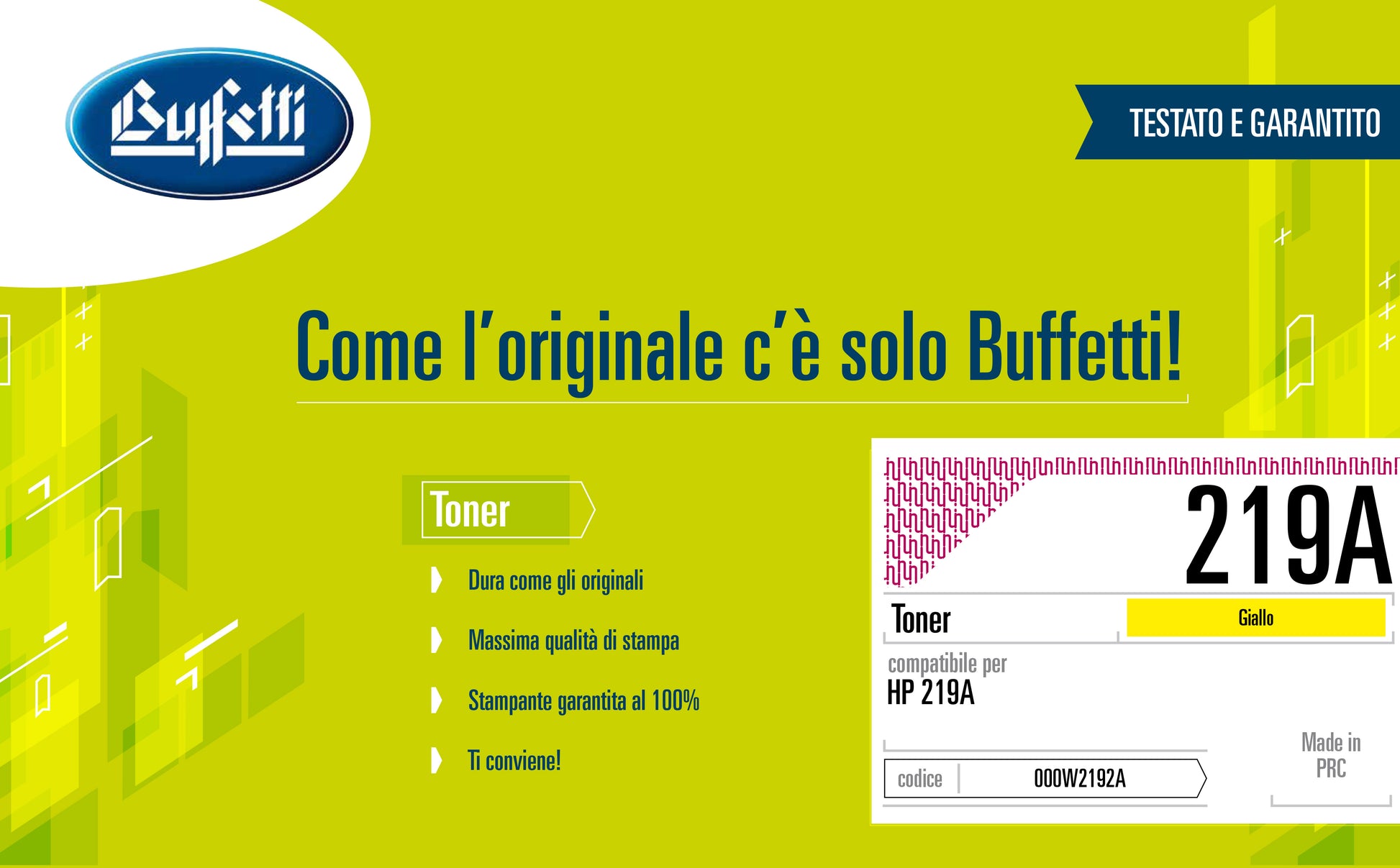 Toner HP - Compatibile 219A W2192A - Giallo - 1.200 pag