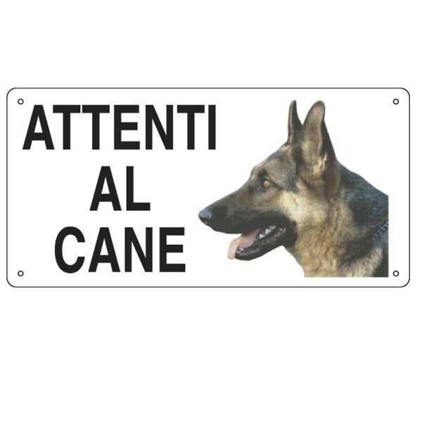 Cartello in alluminio Attenti al cane - F.to: 25x12,5 cm