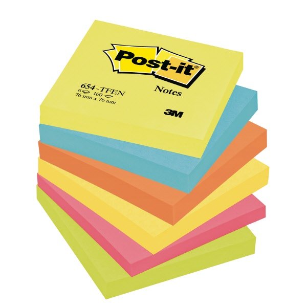 Foglietti Post-it Note Energy - 76x76 mm - neon arcobaleno