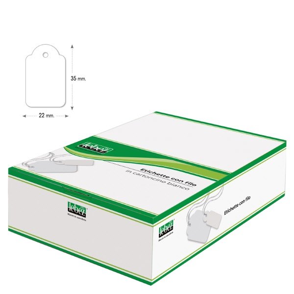 Etichette con filo - 22x35 mm - bianco - conf. 500 pezzi