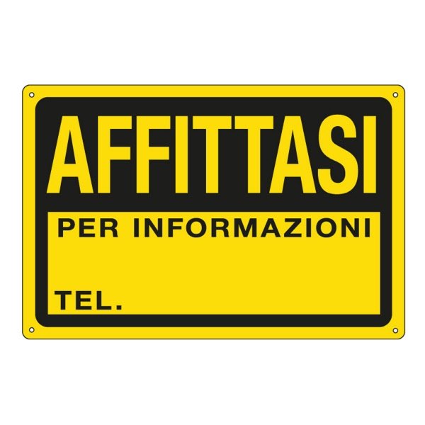 Cartello in alluminio Affittasi (in materiale PPL) - F.to: 30x20 cm