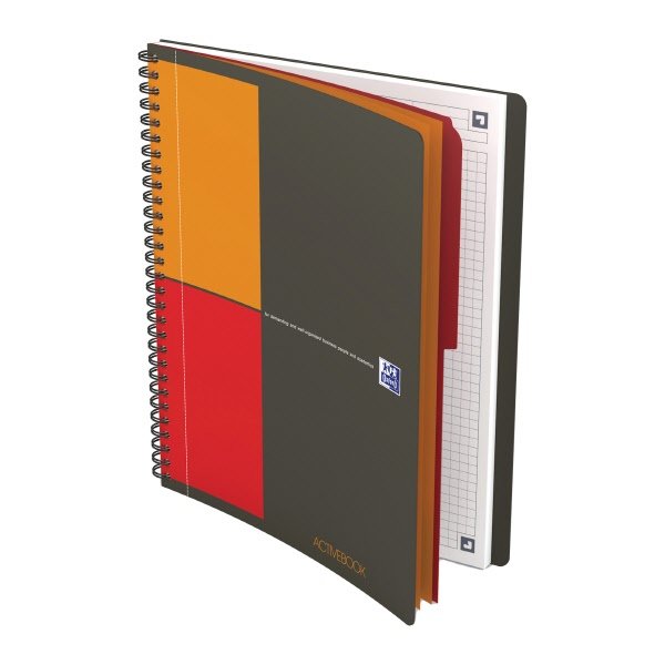 Blocco notes spiralato International Activebook Oxford - 18x25 cm - quadretti 5 mm con margine - 80 fogli