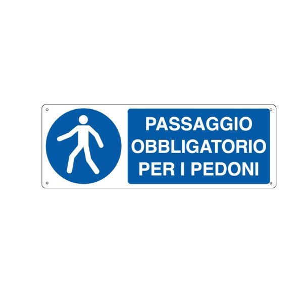 Cartello in alluminio Passaggio obbligatorio per i pedoni - F.to: 35x12,5 cm