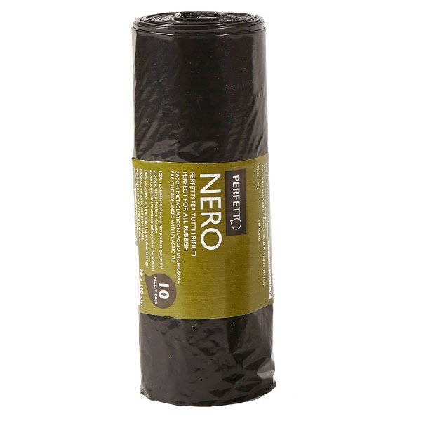 Conf. 10 sacchi per rifiuti colore nero - 120 litri - F.to 70x110 cm