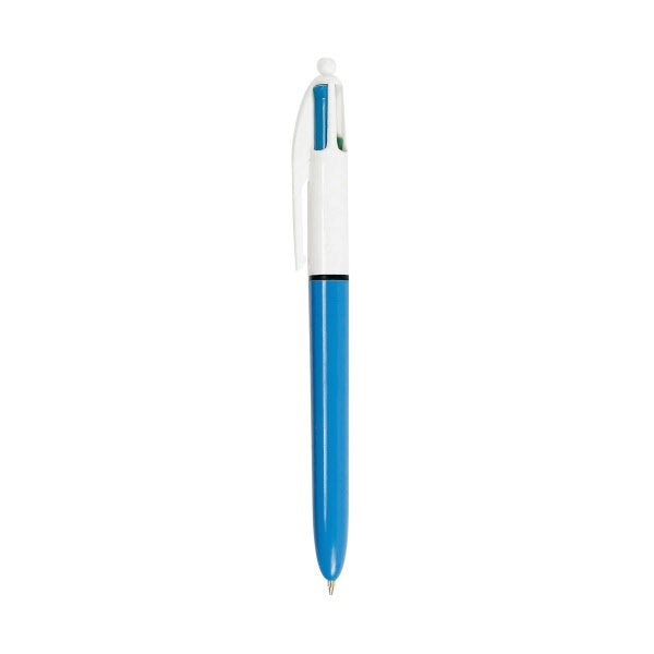 Penna a sfera 4 Colours¿ - rosso, verde, blu e nero - Tratto 0,4 mm -  fusto bianco/azzurro