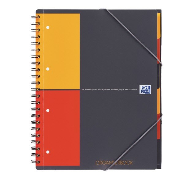 Blocco notes spiralato Organiser Book Oxford - A4+ - quadretti 5 mm con margine - 80 fogli