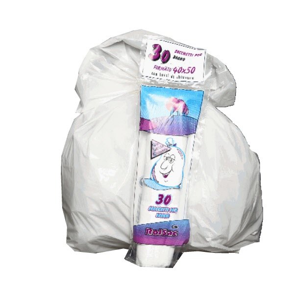 Conf. 30 sacchi per rifiuti colore bianco - 15 litri - sacchi bagno - F.to 40x50 cm