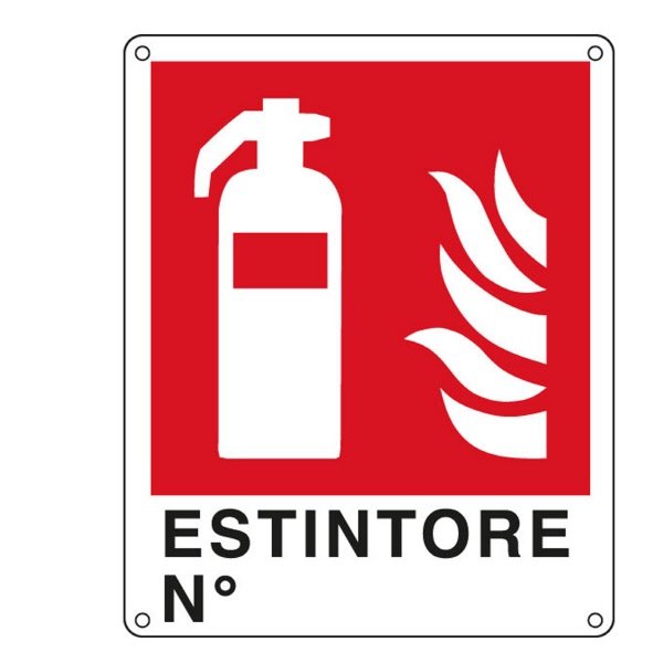 Cartello in alluminio Estintore n. - F.to: 25x31 cm