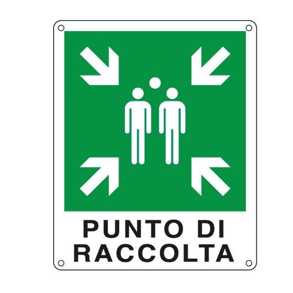 Cartello in alluminio Punto di raccolta - F.to: 25x31 cm