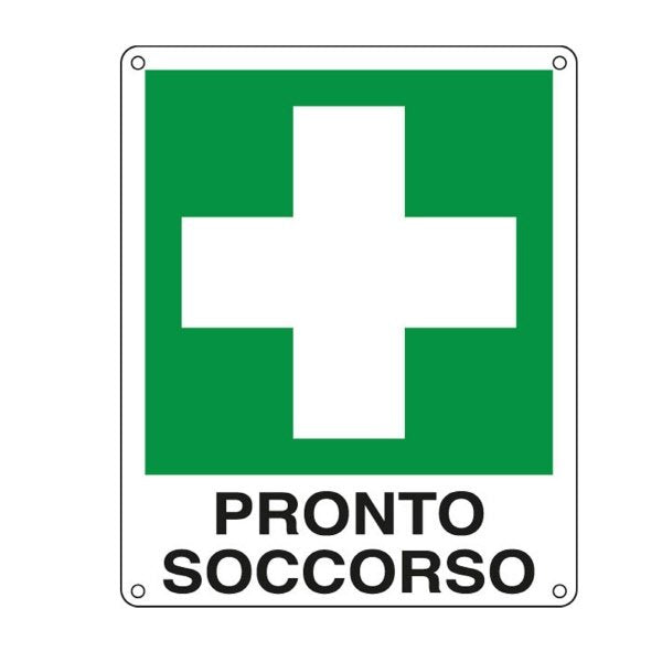 Cartello in alluminio Pronto Soccorso - F.to: 12x14,5 cm
