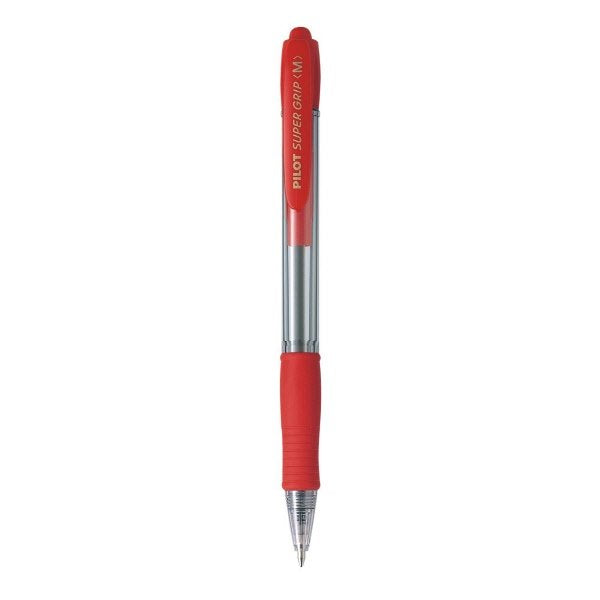 Penna a sfera a scatto Supergrip - rosso - Tratto medio