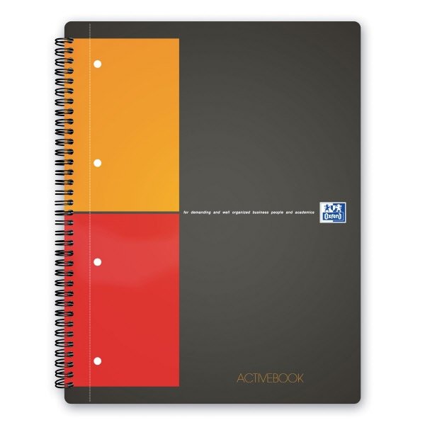 Blocco notes spiralato Activebook Oxford - A4+ - quadretti 5 mm con margine - 80 fogli