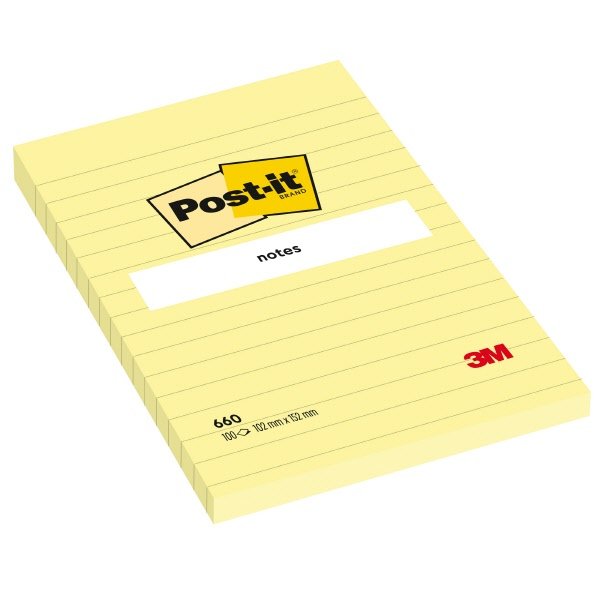 Foglietti Post-it Note a righe - 102x152 mm - Giallo Canary