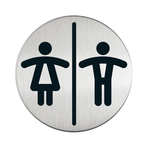 Pittogramma in acciaio  - Pittogramma - rotondo - wc uomini/donne - Ø 83 mm