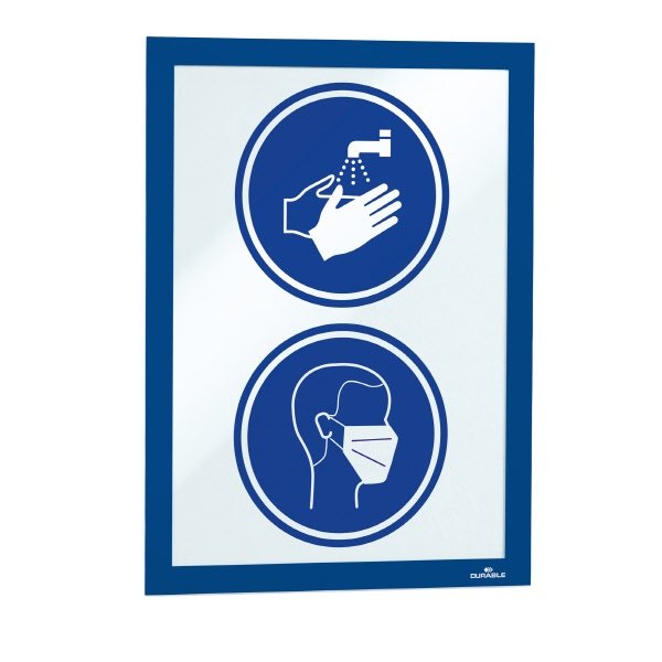 Cornice espositiva adesiva Duraframe® A4 21x29,7cm blu DURABLE