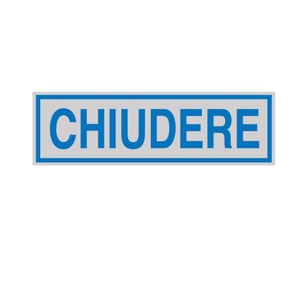 targhetta adesiva 165x50mm chiudere