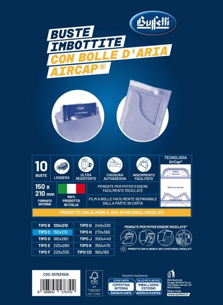 Buste imbottite in carta avana - Formato interno 15x21 cm