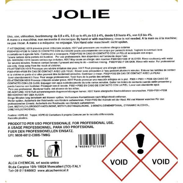 Detergente per pavimenti Jolie al profumo d'Oriente floreale e speziato - tanica da 5 litri