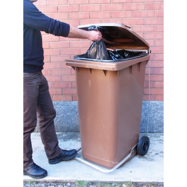 Bidoni carrellati per raccolta differenziata - 120 litri - colore marrone