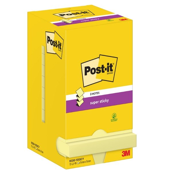 Foglietti Post-it Z-Note Super Sticky - 76x76 mm - Giallo Canary