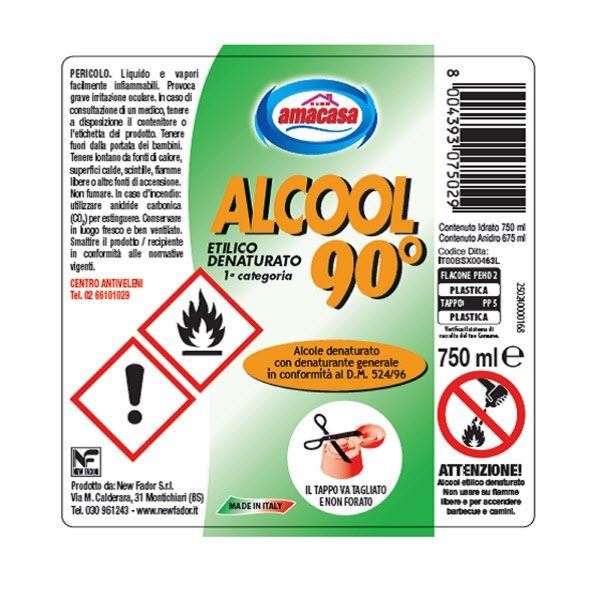 Alcool etilico denaturato 90° - 750 ml