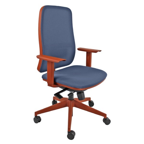 Sedia operativa Carlotta struttura terra cotta - rivest. blu (rete tridimensionale)