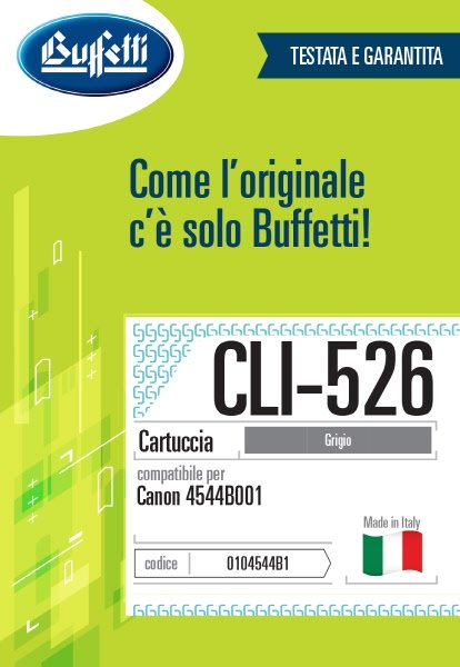 Canon Cartuccia ink jet - Compatibile CLI-526 4544B001 - Grigio - 1.500 pag