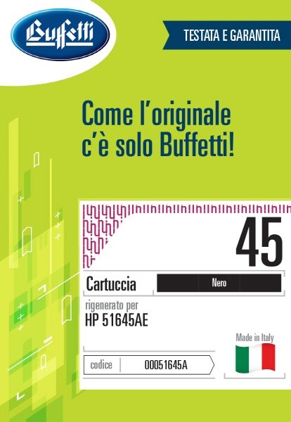 Cartuccia ink jet HP - Compatibile Rigenerato 45 51645AE - Nero - 930 pag