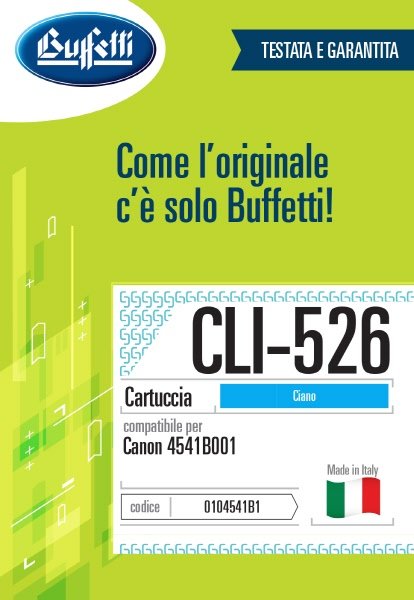 Canon Cartuccia ink jet - Compatibile CLI-526 4541B001 - Ciano - 450 pag