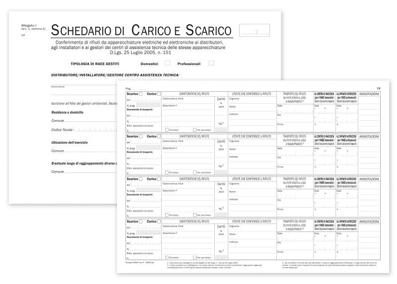 Rifiuti - Schedario di Carico - Scarico RAEE - Registro - 48 pagine