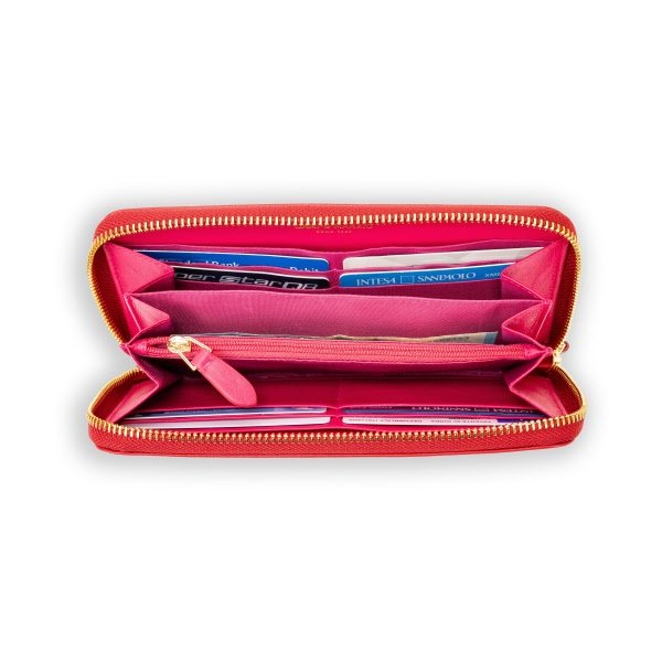 Portafoglio con zip Martha - rosso scarlatto