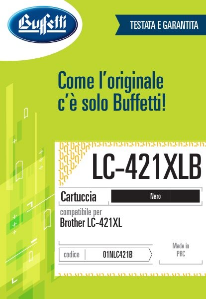 Brother Cartuccia ink jet - Compatibile LC-421XLB - Nero - 500 pag
