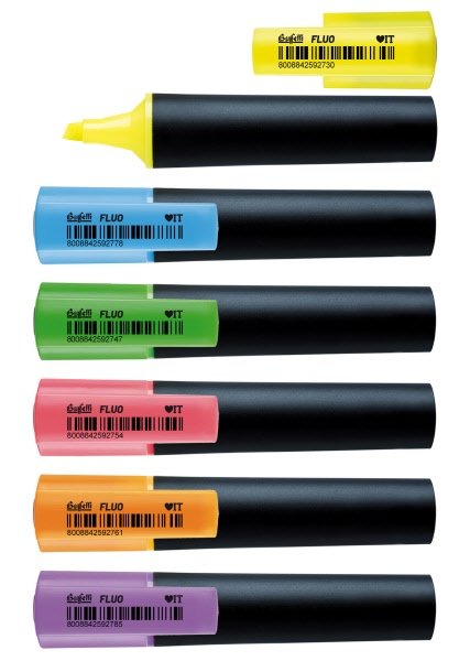 Evidenziatore fluo in box da tavolo - 6 colori assortiti