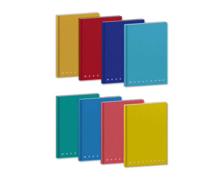 Quaderni cartonati Monocromo  - Rigatura 1R - Righe medie e superiori - 80 g - copertine assortite