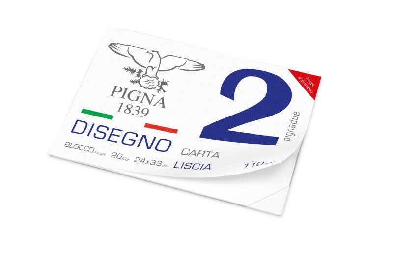 Blocco da Disegno PignaDue con 4 angoli - carta liscia