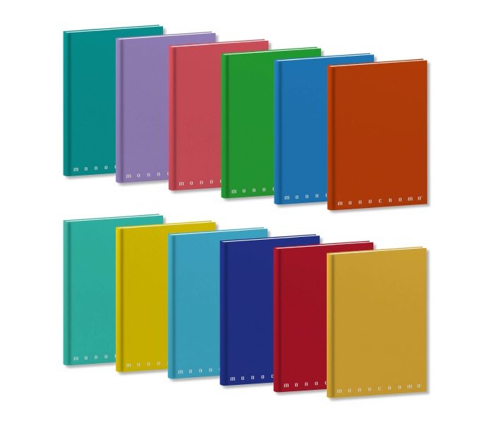 Maxiquaderni cartonati Monocromo  - Rigatura 1R - Righe medie e superiori - 80 g - copertine assortite