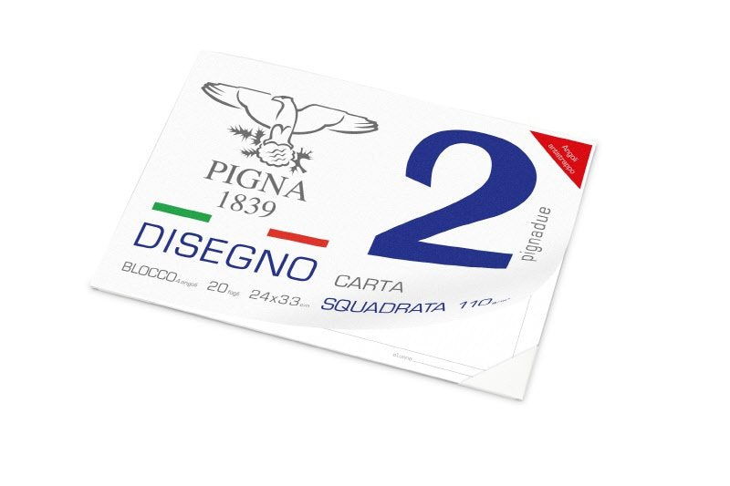 Blocco da Disegno PignaDue con 4 angoli - carta liscia riquadrata