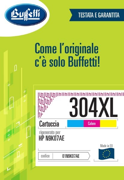 Cartuccia ink jet HP - Compatibile Rigenerato 304XL N9K07AE - 3 colori (Ciano, Magenta, Giallo)