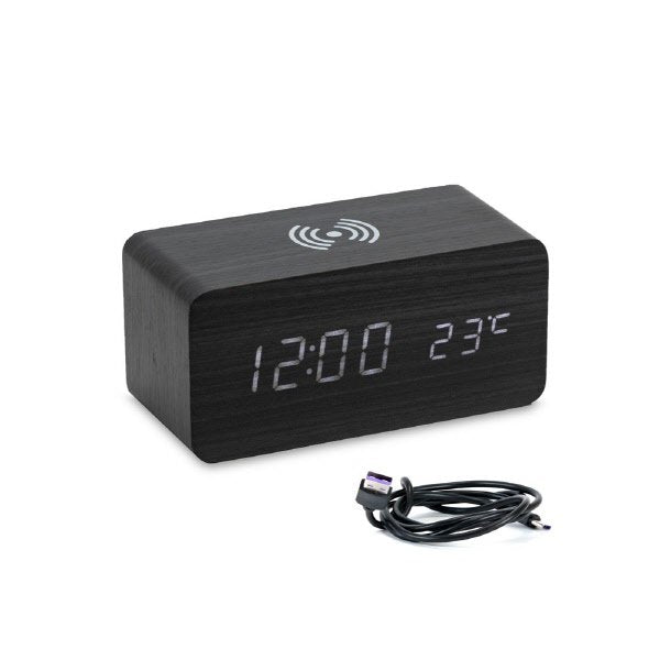 Sveglia led sound control 15X7X7 Cm + caricatore wireless - nero