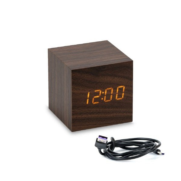 Sveglia led sound control 6,5X6,5 cm - marrone