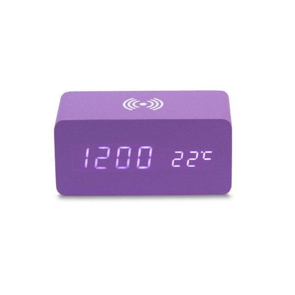 Sveglia led sound control 15X7X7 Cm + caricatore wireless - viola