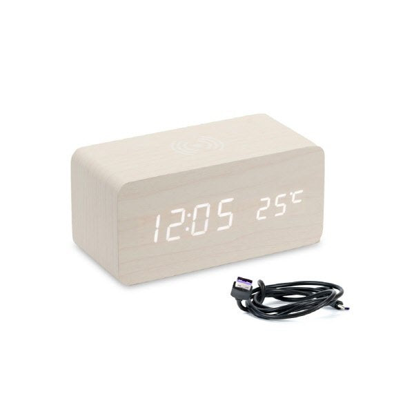 Sveglia led sound control 15X7X7 Cm + caricatore wireless - crema