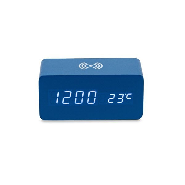 Sveglia led sound control 15X7X7 Cm + caricatore wireless - blu spazio