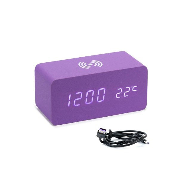 Sveglia led sound control 15X7X7 Cm + caricatore wireless - viola