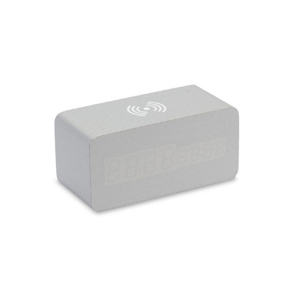 Sveglia led sound control 15X7X7 Cm + caricatore wireless - argento