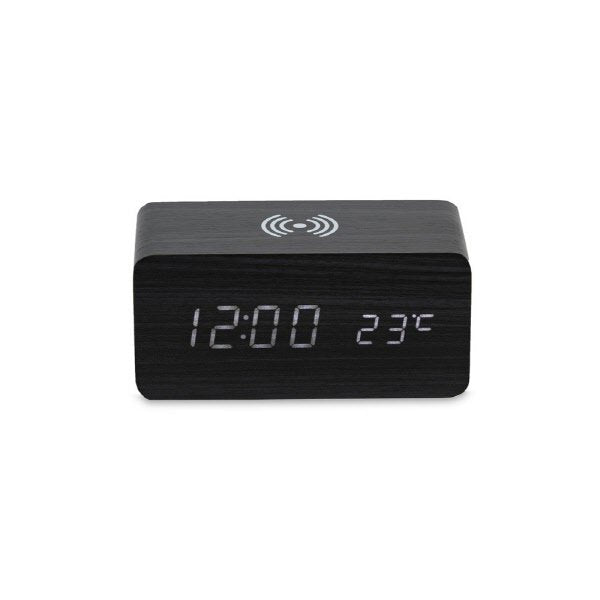 Sveglia led sound control 15X7X7 Cm + caricatore wireless - nero