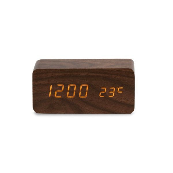 Sveglia led sound control 15X7X4 Cm - marrone
