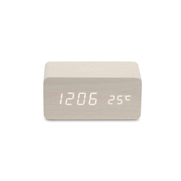 Sveglia led sound control 15X7X7 Cm + caricatore wireless - crema