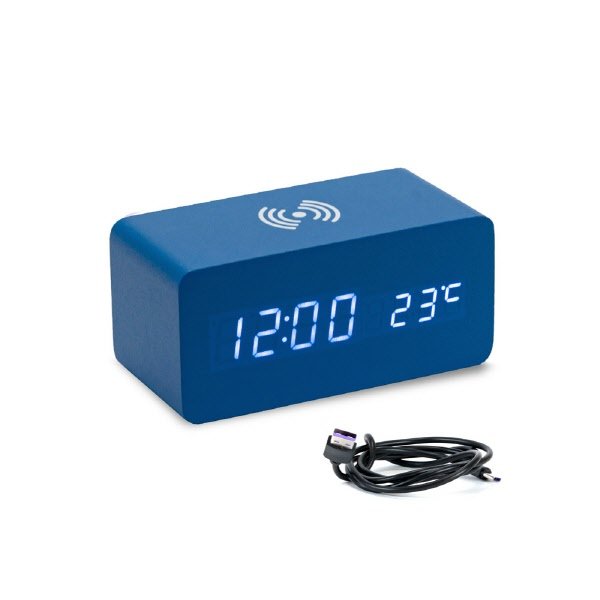 Sveglia led sound control 15X7X7 Cm + caricatore wireless - blu spazio